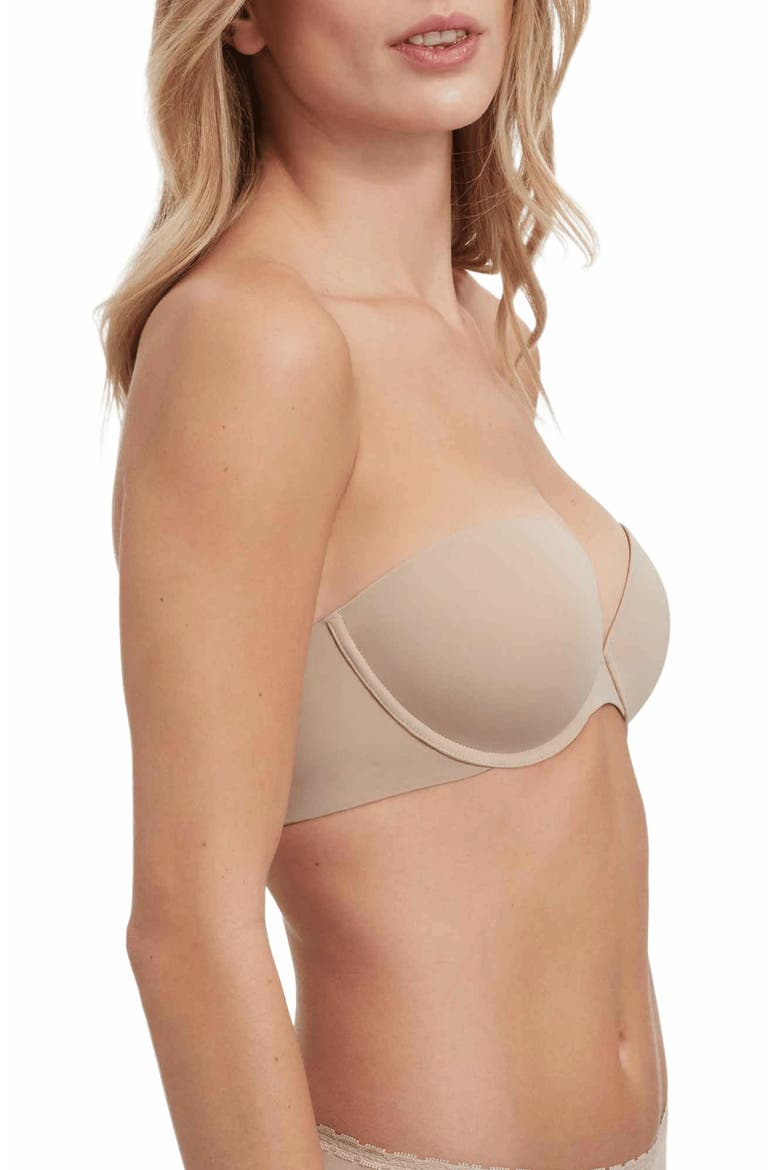Breathless Strapless Plunge Push-Up Bra, Alternate, color, Cashmere