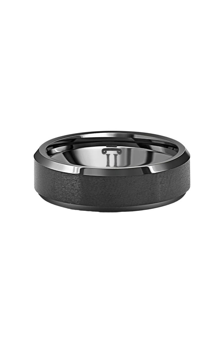 Bliss Diamond Men's Brushed Black Tungsten 6mm Beveled Ring Wedding Band, Alternate, color, Black Tungsten