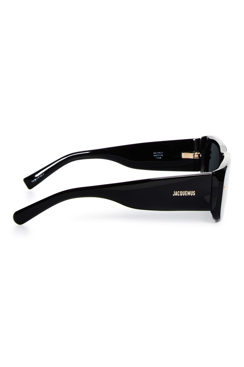 Les Lunettes Jac195 Rectangular Sunglasses, Alternate, color, BLACK/ LIGHT GOLD/ GREY