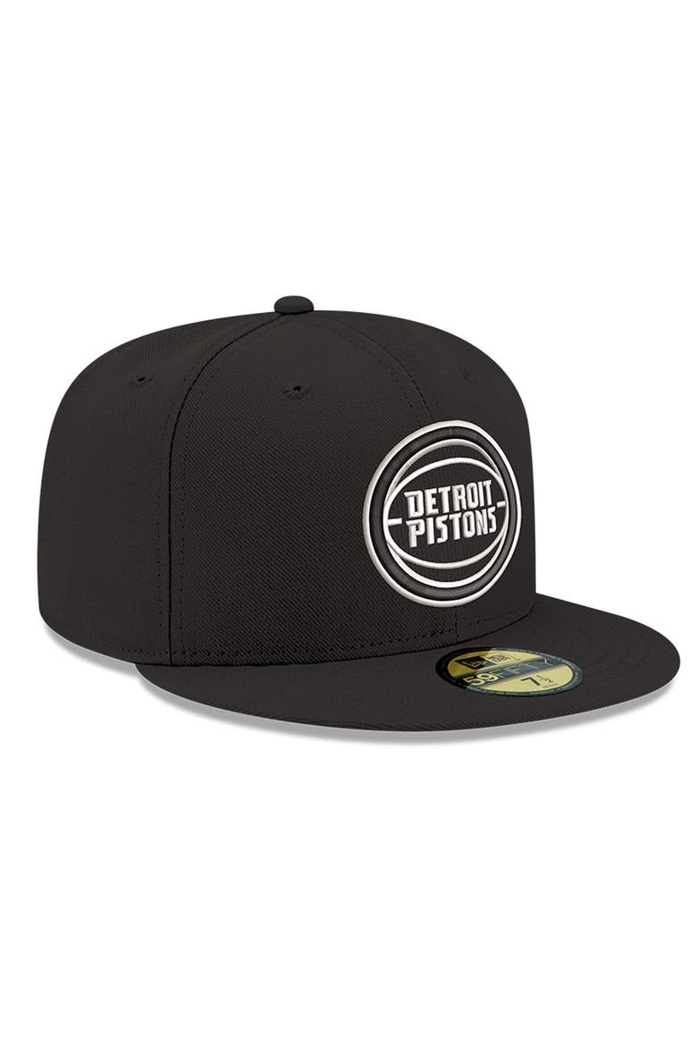 Men's New Era Black/White Detroit Pistons 59FIFTY Fitted Hat, Alternate, color, Black