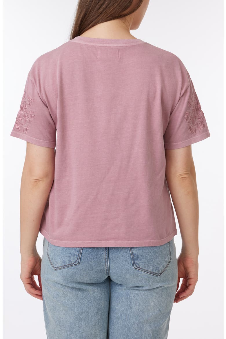 Toni Floral Embroidered Sleeve Boxy Cotton T-Shirt, Alternate, color, NOSTALGIA ROSE