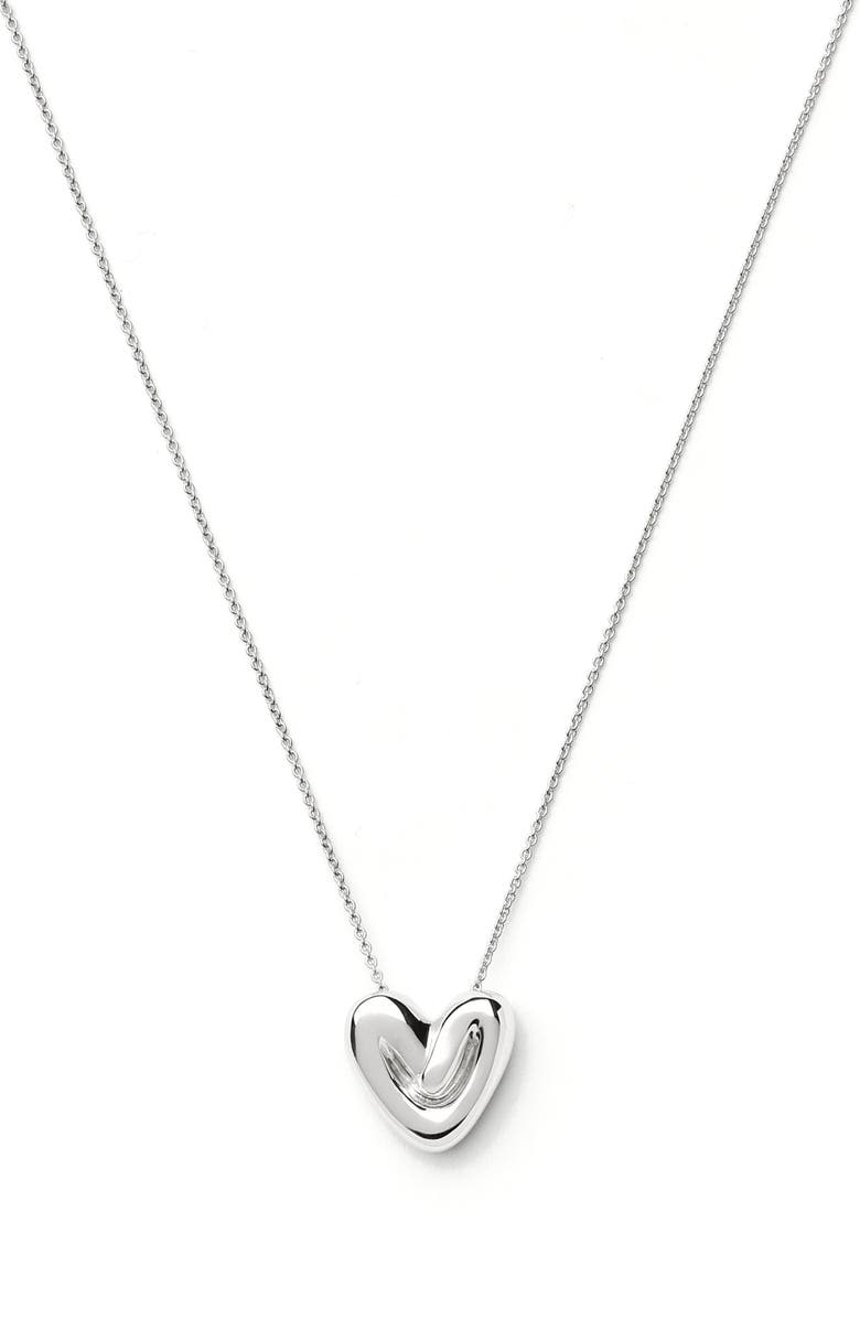 Missoma Puffy Heart Pendant Necklace, Alternate, color, Silver