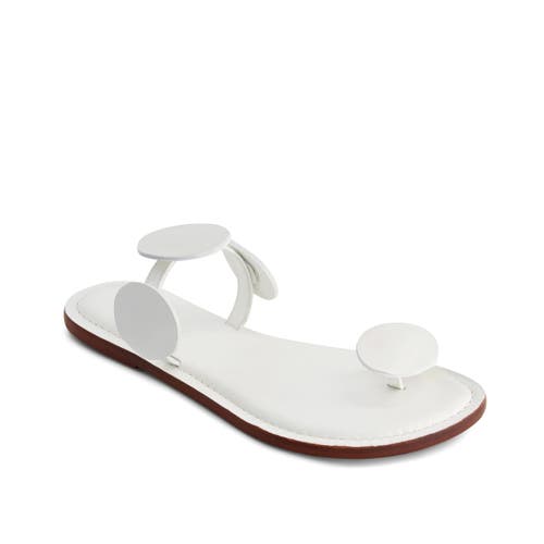 Bernardo New Moon Circle Leather Flat Sandals In White