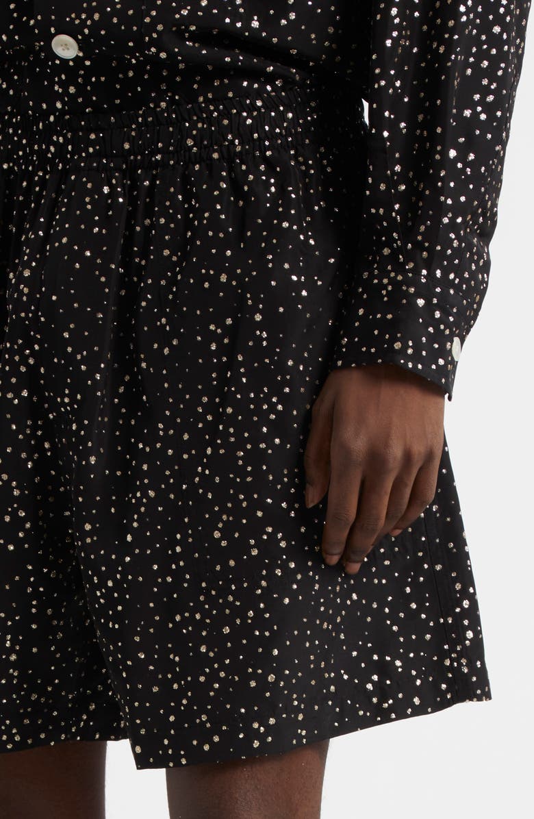 Bode Giltter Dot Faille Shorts, Alternate, color, Black Silver