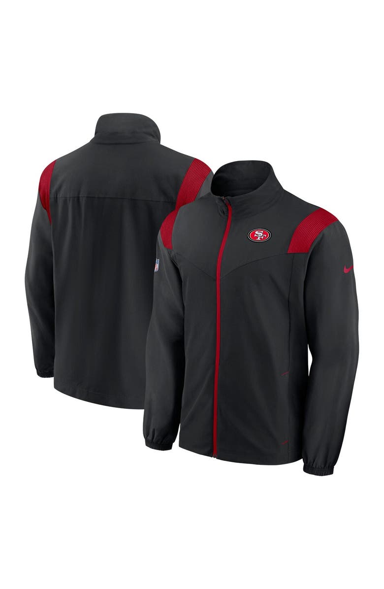 Nike Men's Nike Black/Scarlet San Francisco 49ers Sideline Woven Logo Full-Zip Jacket, Alternate, color,