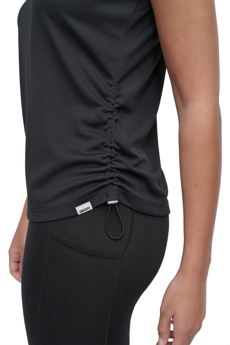 Side Ruched Tech T-Shirt, Alternate, color, BLACK