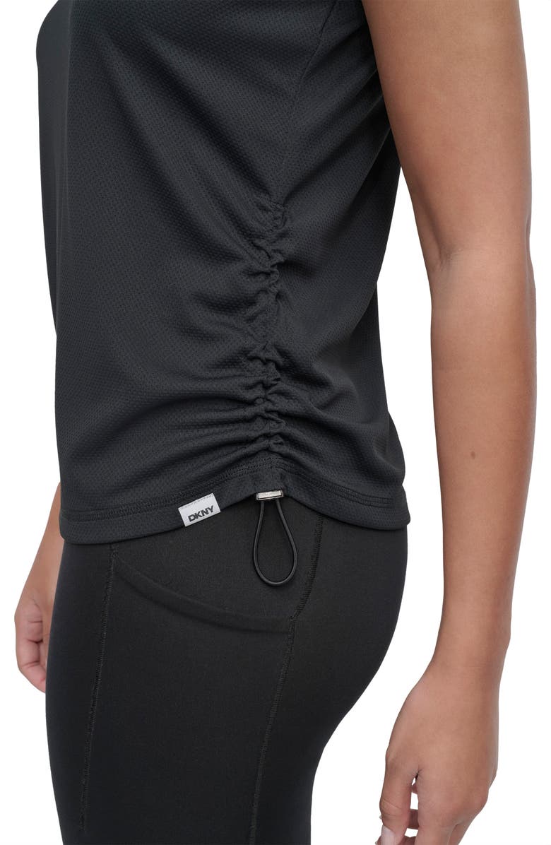 DKNY Side Ruched Tech T-Shirt, Alternate, color, Black