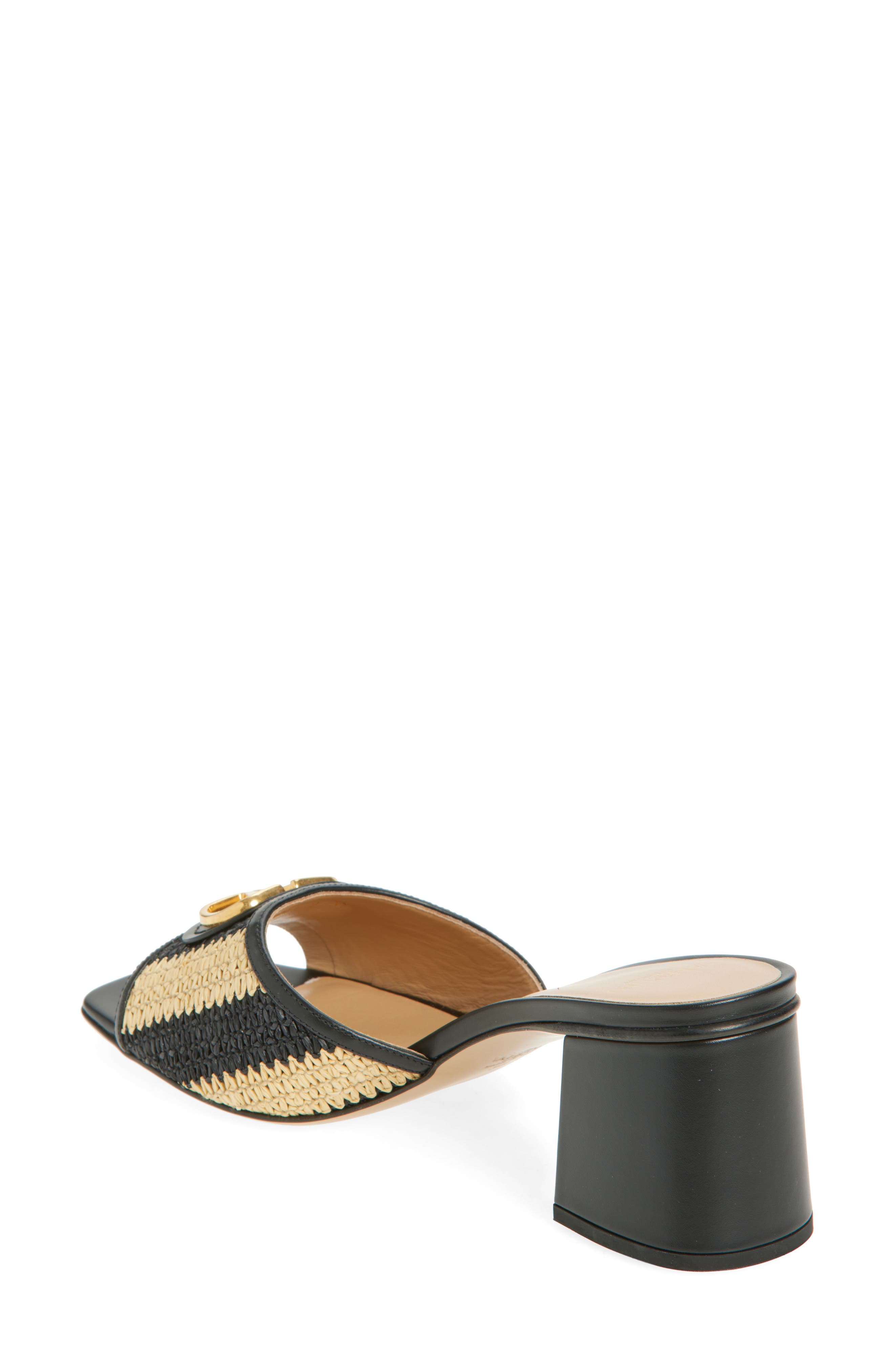 Valentino Garavani VLOGO Slide Sandal, Alternate, color, Natural/ Black