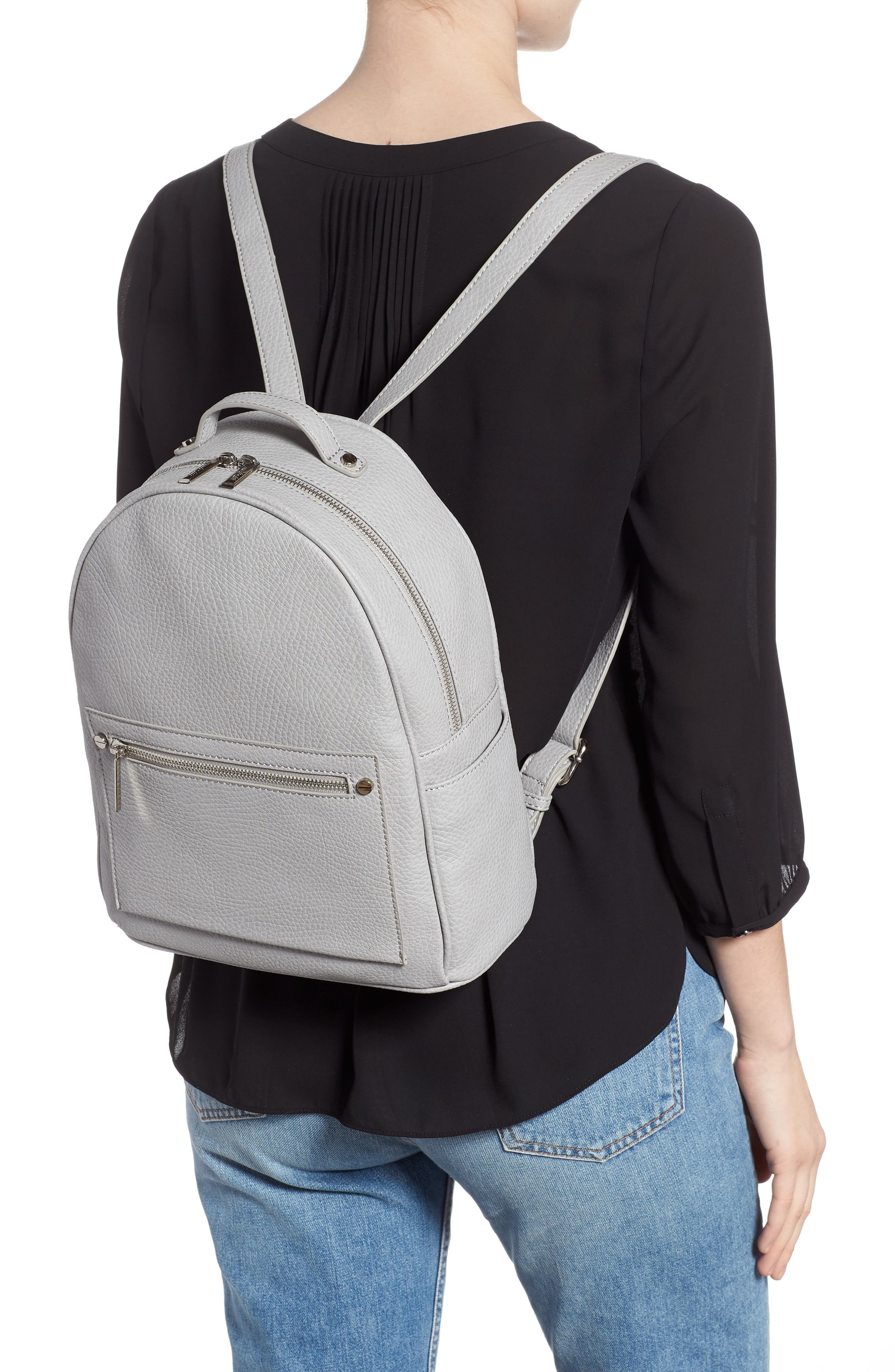 Madison Vegan Leather Backpack, Alternate, color, GREY