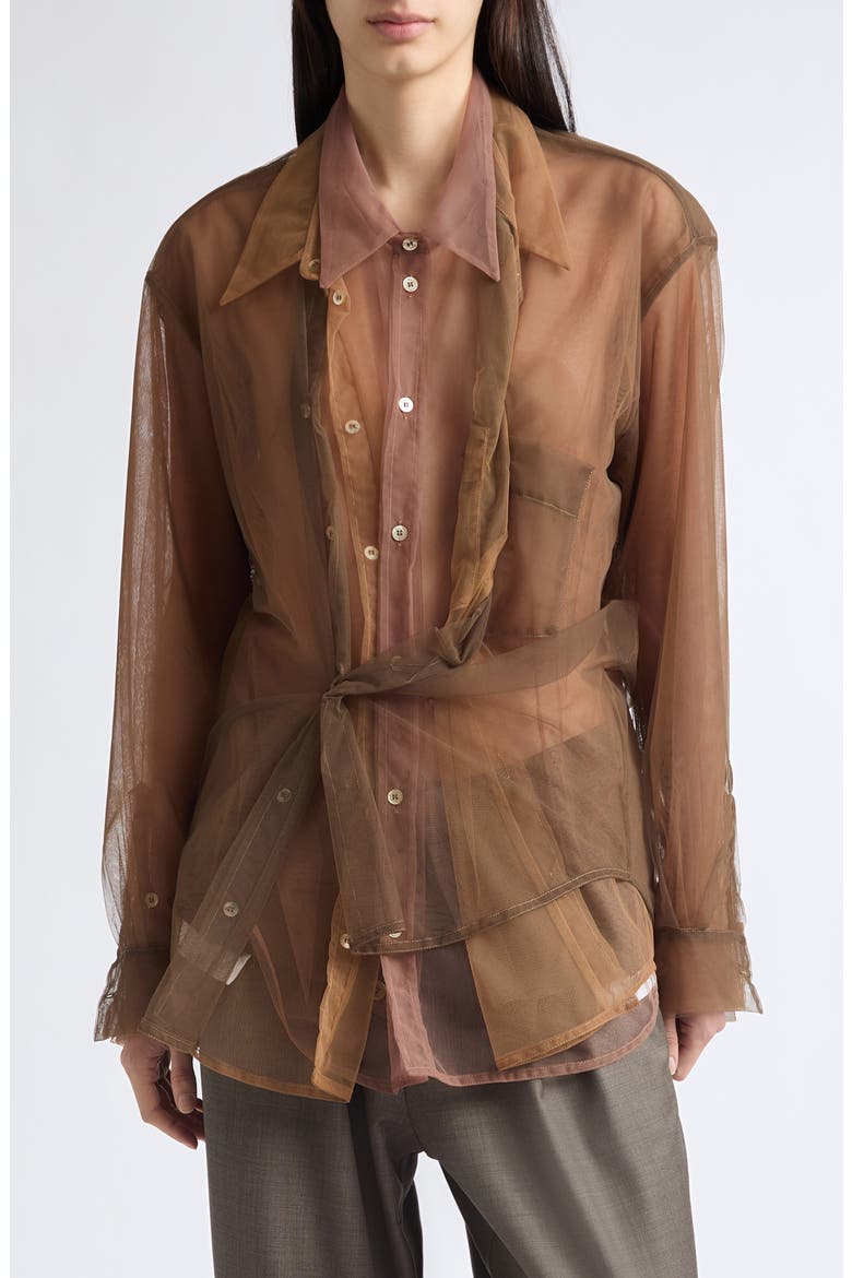 Twist Tulle Triple Shirt, Main, color, WOOD TRIPLE TULLE COMBO