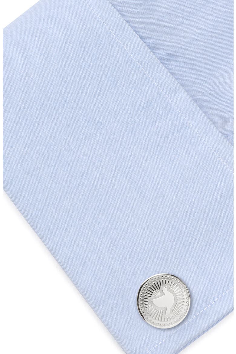 Silver Dove Radial Cuff Links, Alternate, color, SILVER