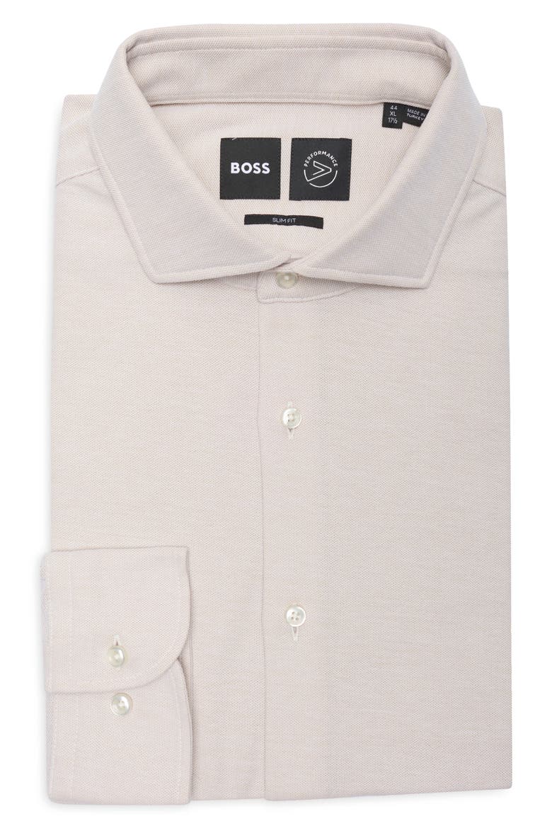 Hank Kent Slim Fit Linen Dress Shirt, Alternate, color, LT BGE