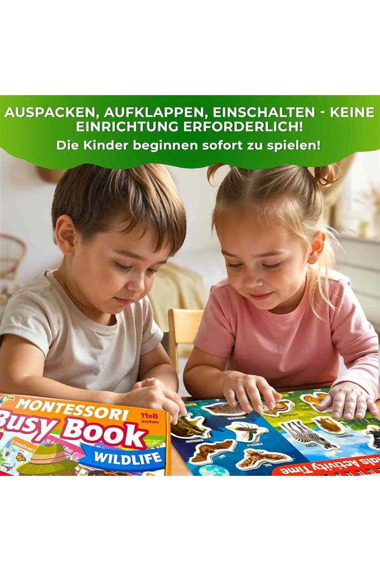 Montessori Busy Book for Toddlers - Interactive Educational Pages, Alternate, color, Wildlife