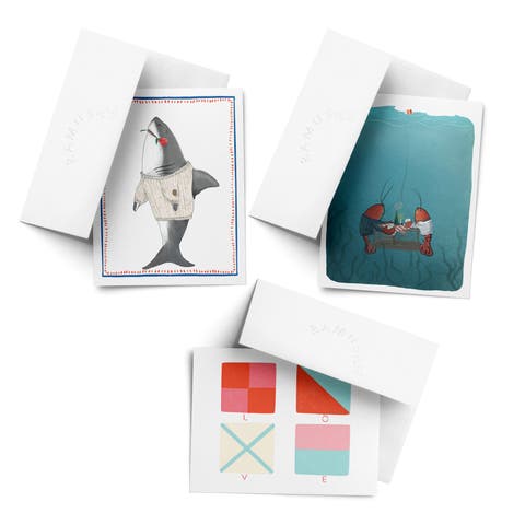 Love/Valentine
s Assorted Greeting Card Pack (3ct) "LOVE Nautical Flags, Sharky Love, Lobster Date"