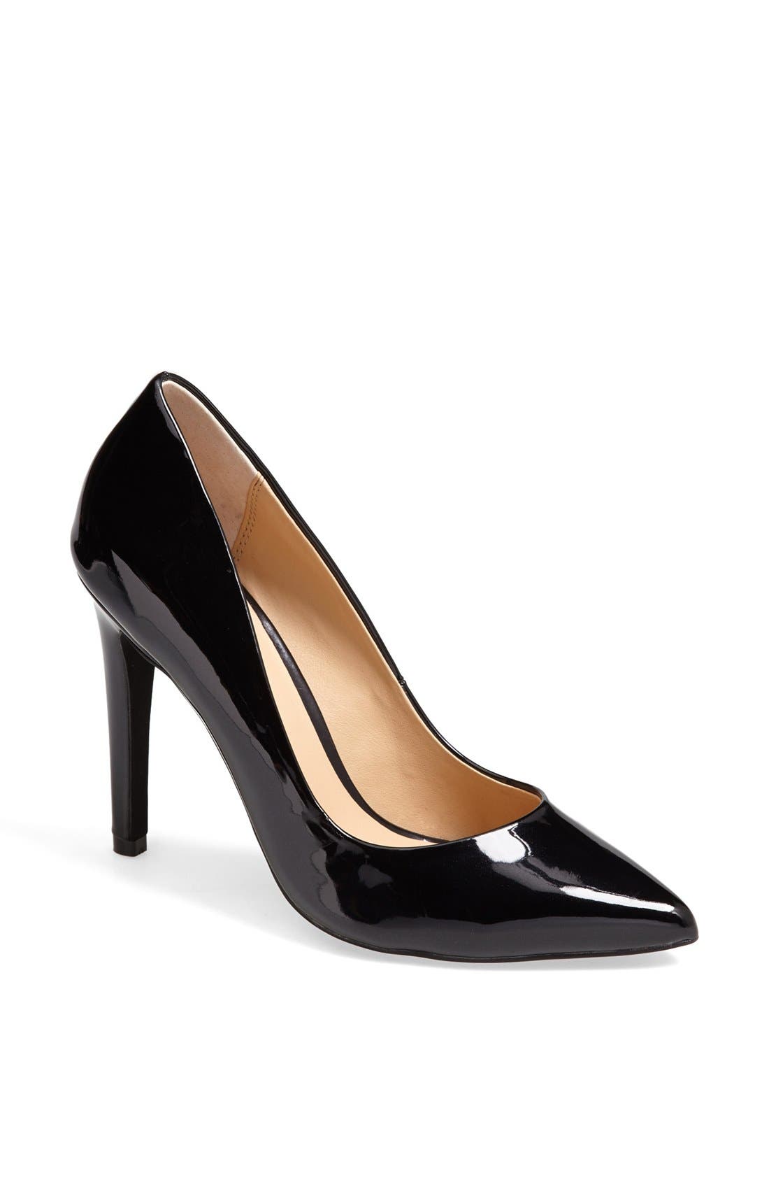 'Erika' Patent Leather Pointy Toe Pump, Main, color, BLACK