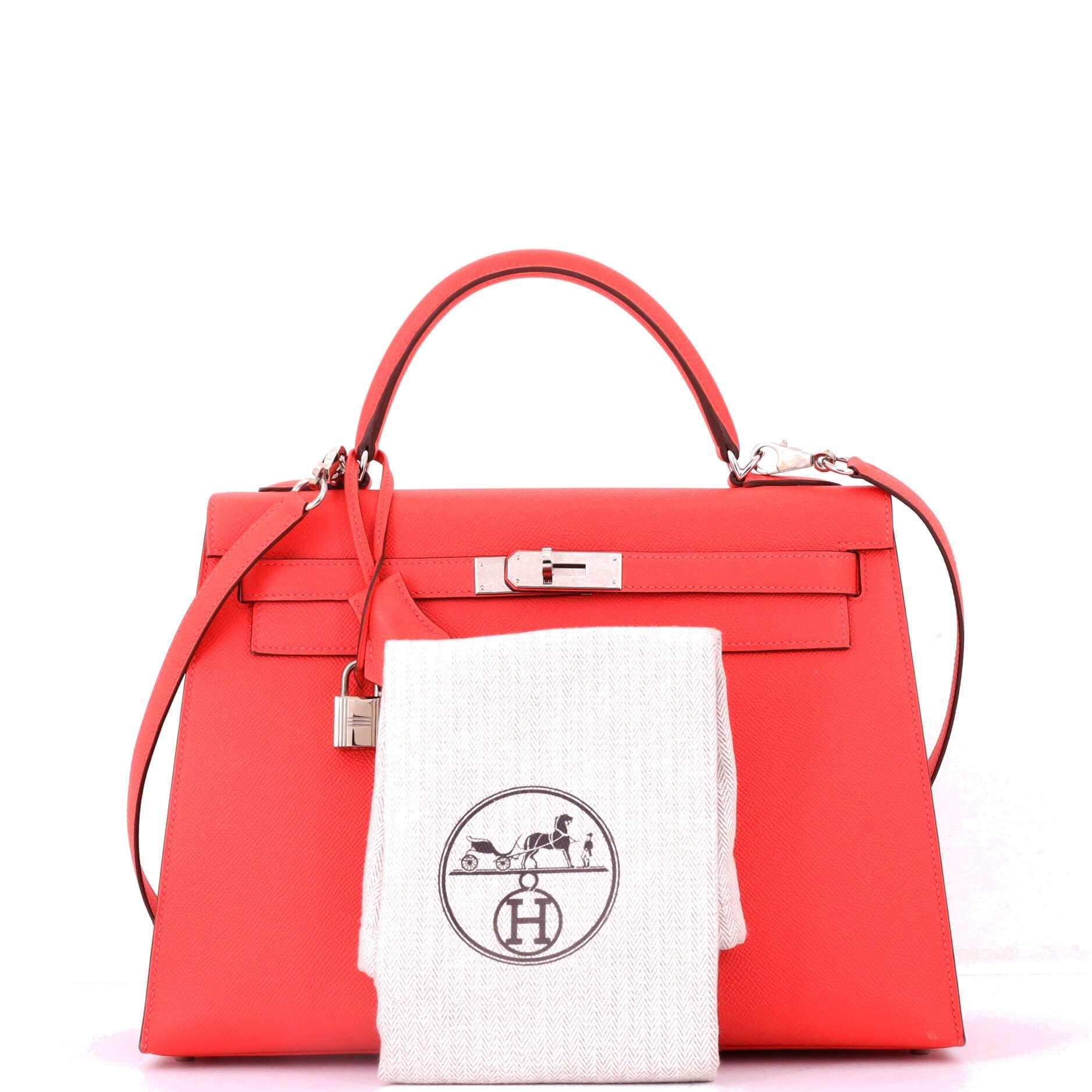 Pre-Owned Hermes Kelly Handbag Red Epsom with Palladium Hardware 32, Alternate, color, Rouge Pivoine