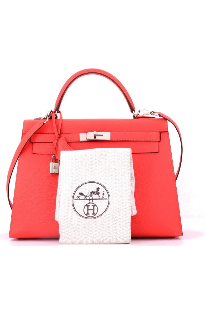 Pre-Owned Hermes Kelly Handbag Red Epsom with Palladium Hardware 32, Alternate, color, Rouge Pivoine
