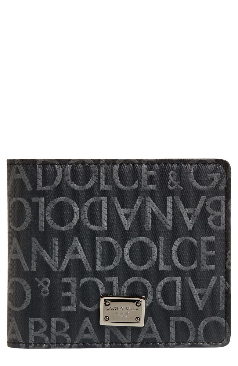 Dolce&Gabbana Allover Logo Billfold Wallet, Main, color, Black/ Grey