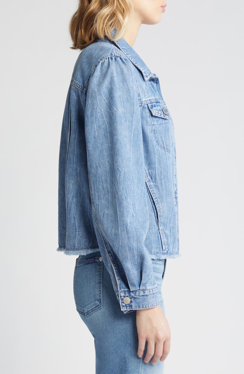 Wit & Wisdom Frayed Puff Shoulder Denim Jacket, Alternate, color, 