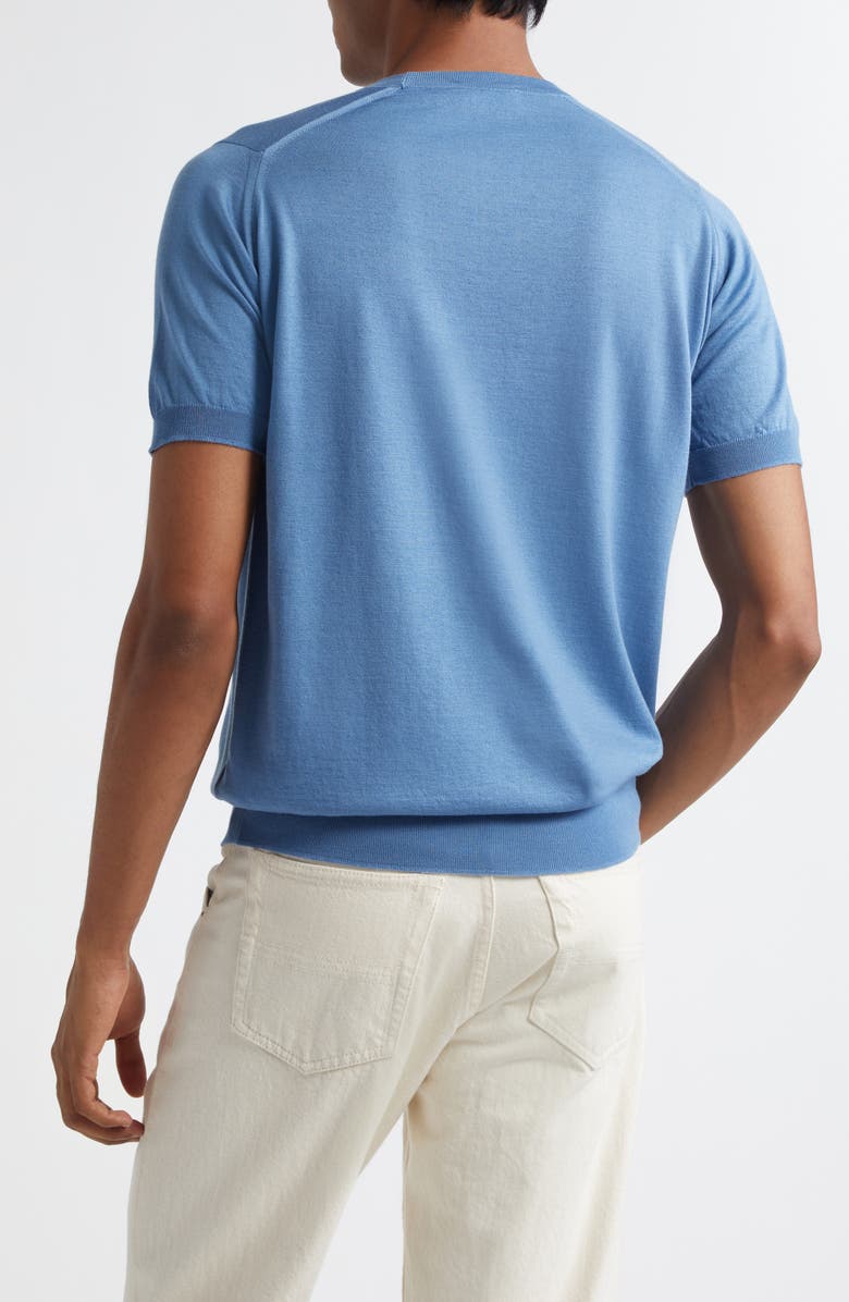 John Smedley Hilcote Merino Wool & Sea Island Cotton Gauze T-Shirt, Alternate, color, Azul