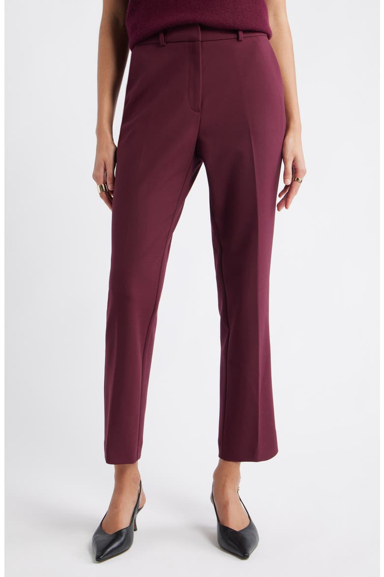 The Lena Slim Cropped Trousers, Main, color, BURGUNDY ROYALE