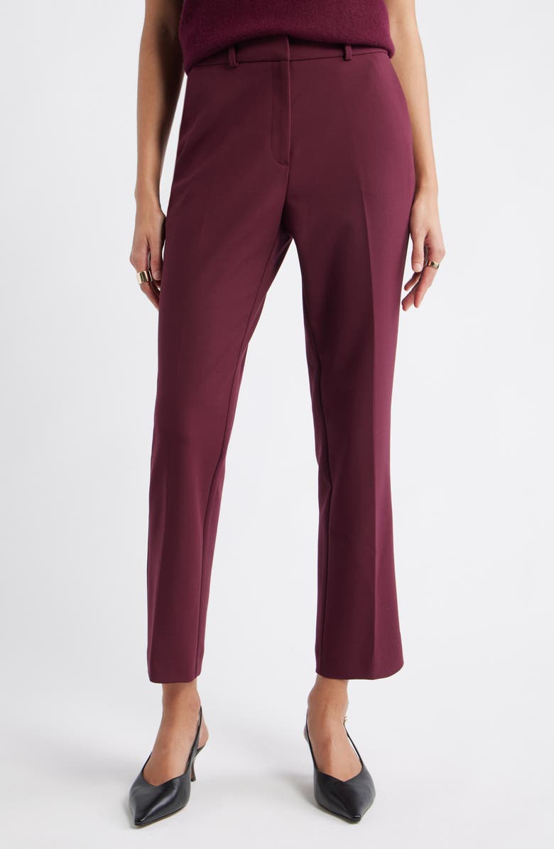 Nordstrom The Lena Slim Cropped Trousers, Main, color, Burgundy Royale