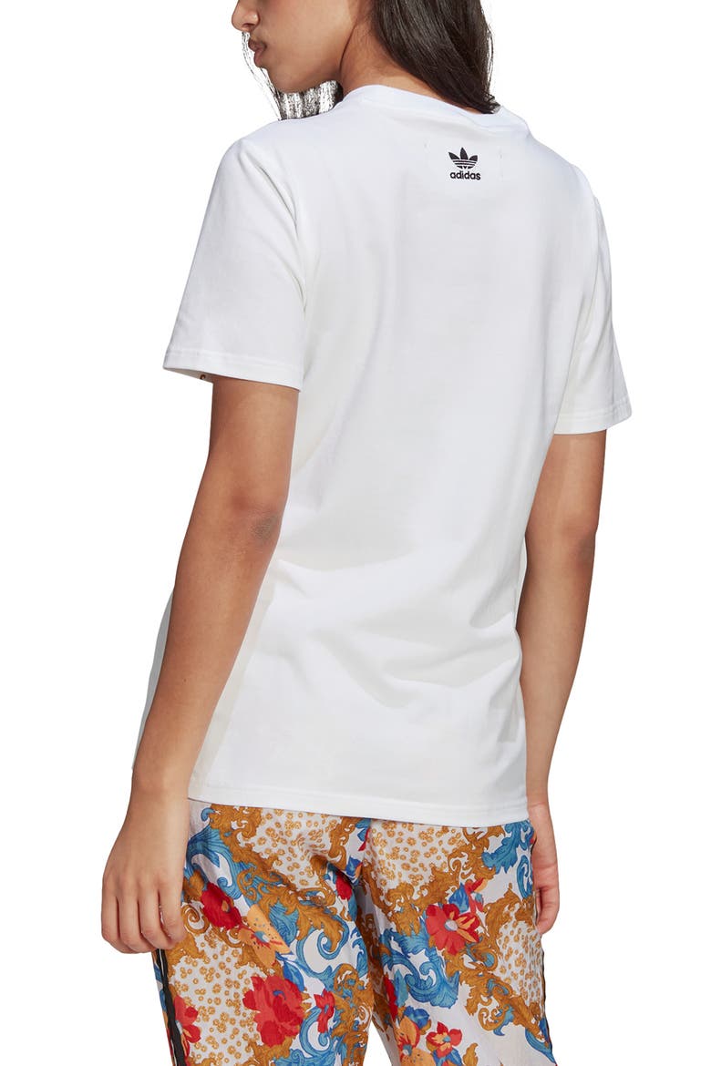 x HER Studio Floral Accent Graphic Logo Tee, Alternate, color, WHITE