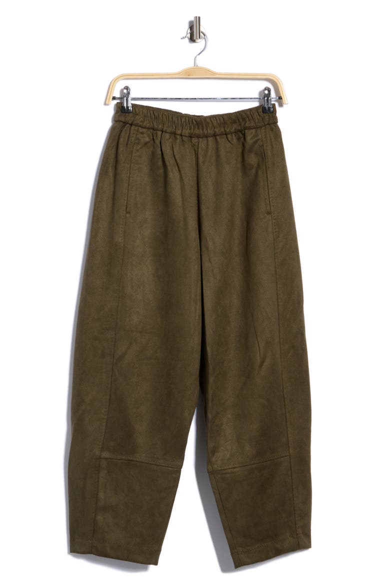 Faux Suede Barrel Pants, Alternate, color, SAGE