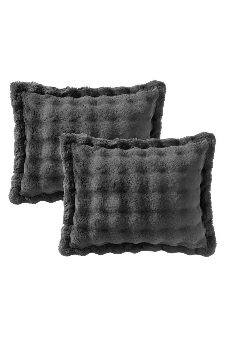 Bubble Faux Fur 3-Piece Comforter Set, Alternate, color, GREY