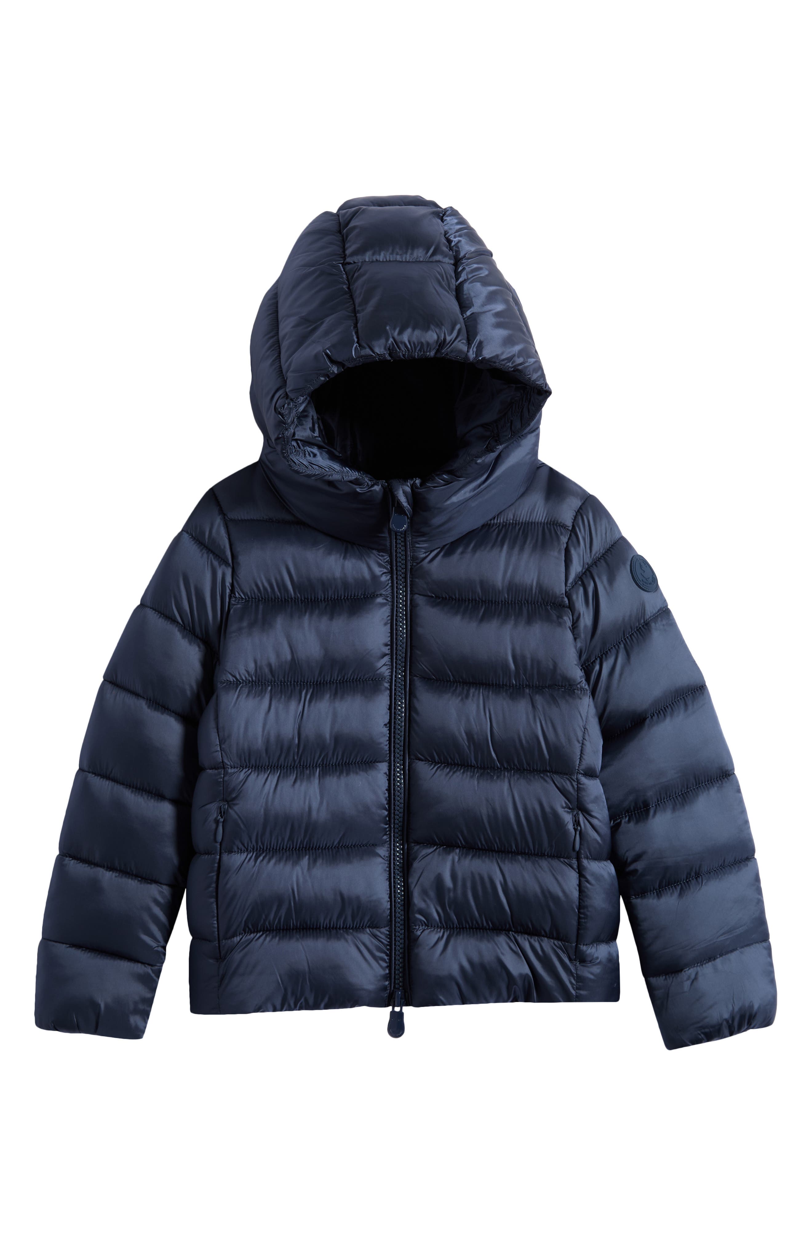 Save The Duck Kids' Bibi Channel Quilted Hooded Puffer Jacket In Night Blue