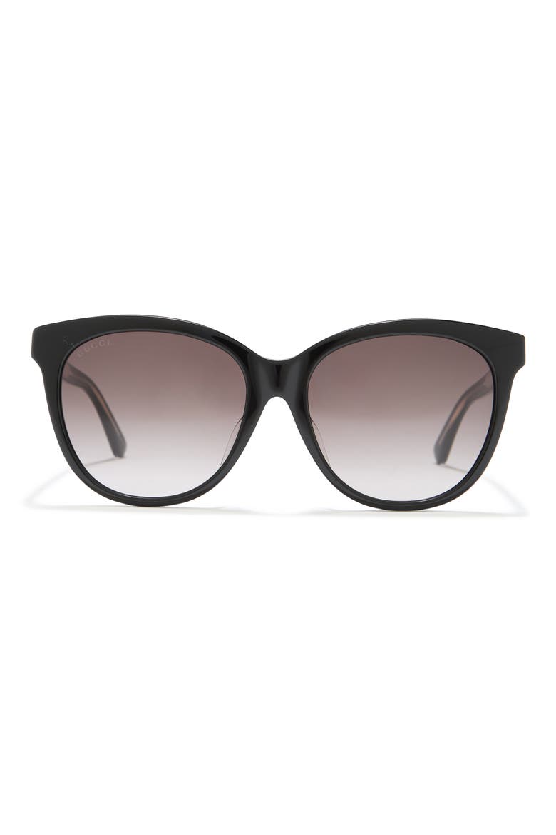 58mm Round Sunglasses, Main, color, SHINY BLACK