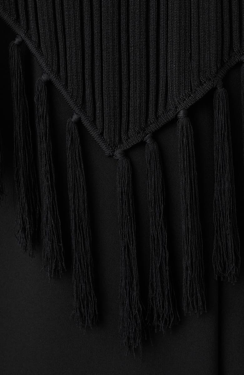 MANGO Fringe Sleeveless Wide Leg Jumpsuit, Alternate, color, Black