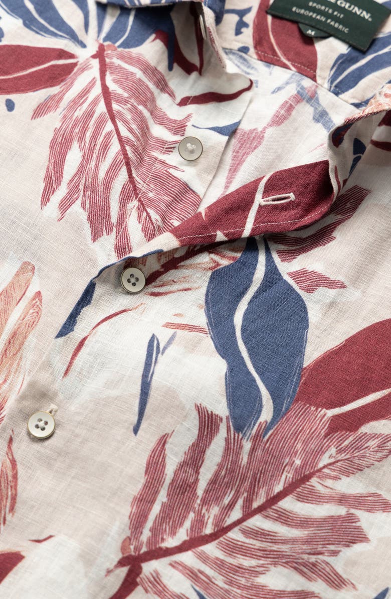 Rodd & Gunn Saltwater Creek Sports Fit Botanic Print Short Sleeve Linen Button-Up Shirt, Alternate, color, Beige