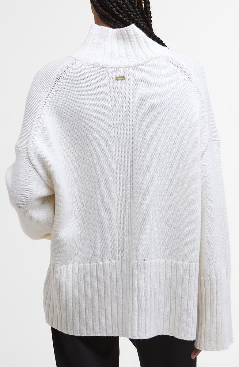 Barbour Serena Oversize Cotton & Wool Blend Mock Neck Sweater, Alternate, color, Cloud