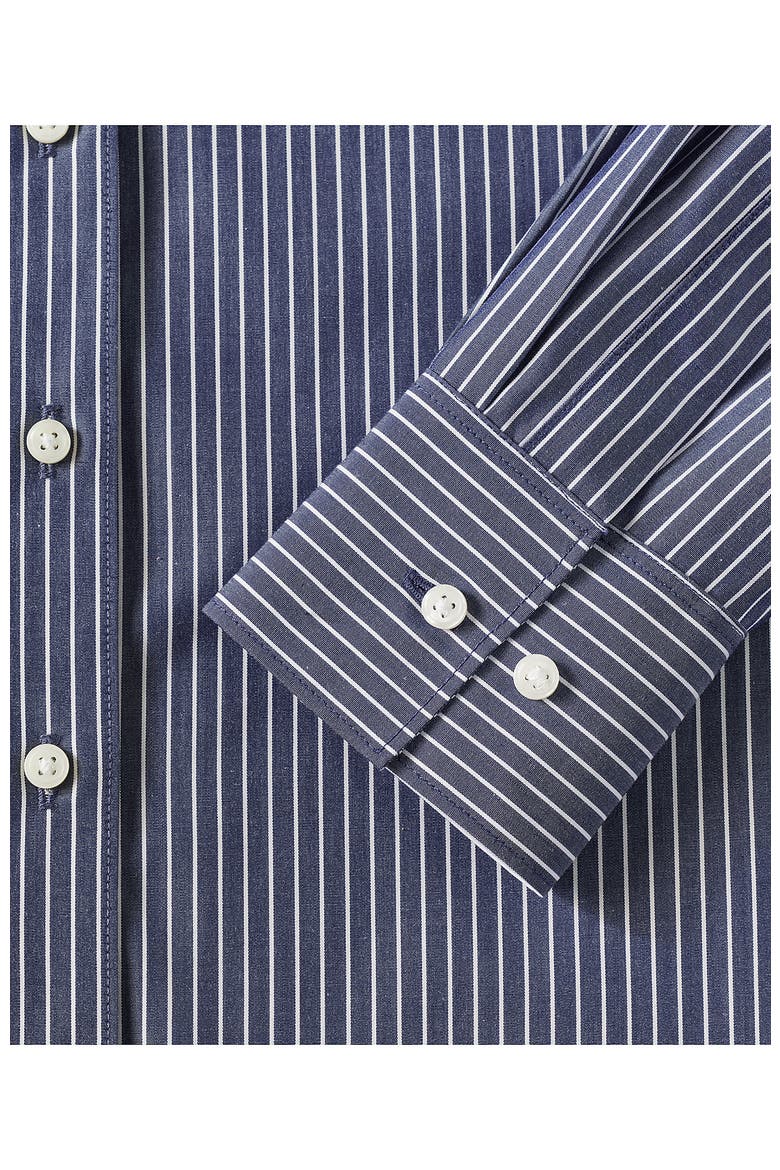 No Iron Oversized Poplin Extra Long Tunic, Alternate, color, Deep Sea Navy Thin Stripe