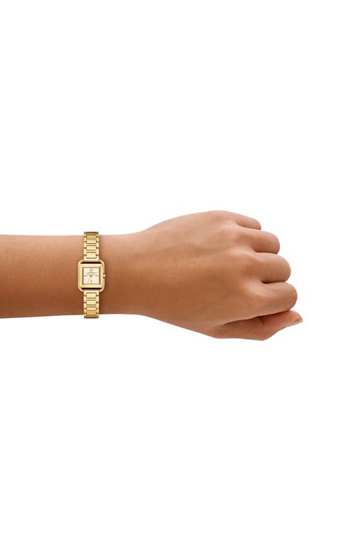 Tory Burch The Kira Square Mini Three Hand Gold Tone Stainless Steel Watch, 18mm X 18mm In Gold