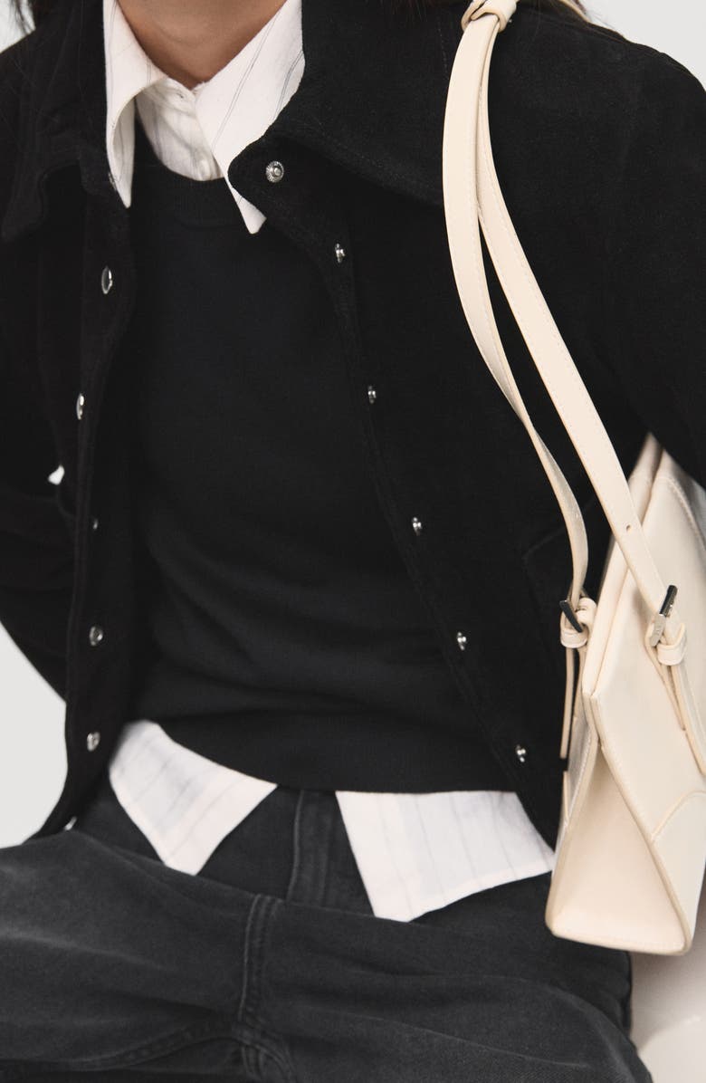 MANGO Fine Knit Crewneck Sweater, Alternate, color, Black