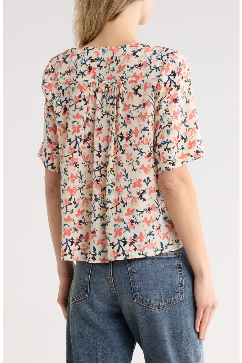 Calla Short Sleeve Silk Top, Alternate, color, PLUMERIA