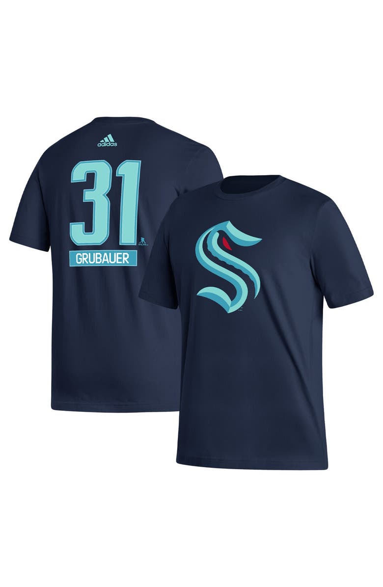 adidas Men's adidas Philipp Grubauer Navy Seattle Kraken Fresh Name & Number T-Shirt, Main, color, 