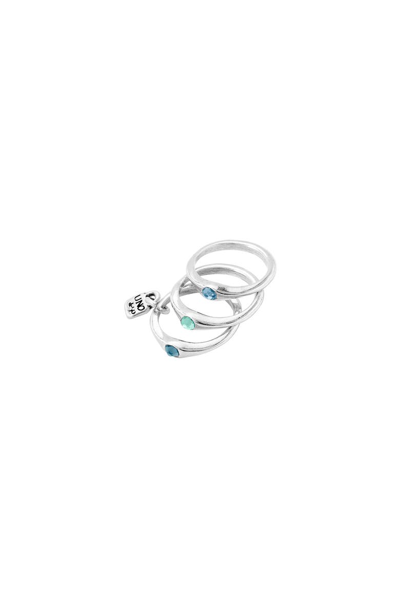 Sterling Silver-Plated Triple Ring with Red Crystals, Alternate, color, Silver