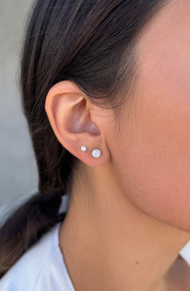 ADORNIA FINE Set of 2 Assorted Solitaire 925 Sterling Silver Crystal Stud Earrings, Alternate, color, Gold