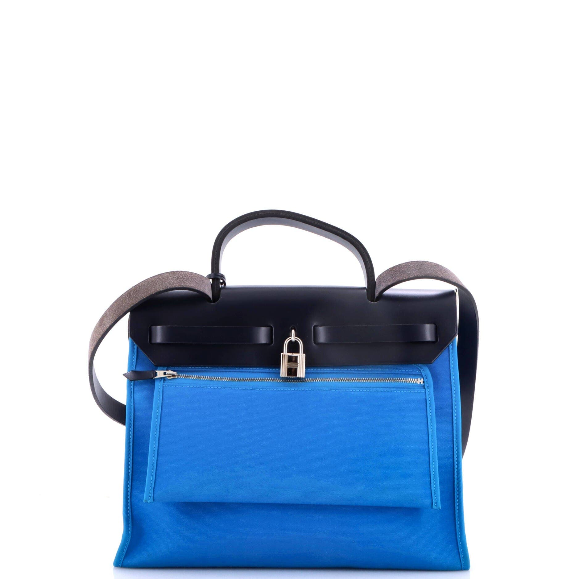 Herbag Zip Leather and Toile 31, Alternate, color, Blue