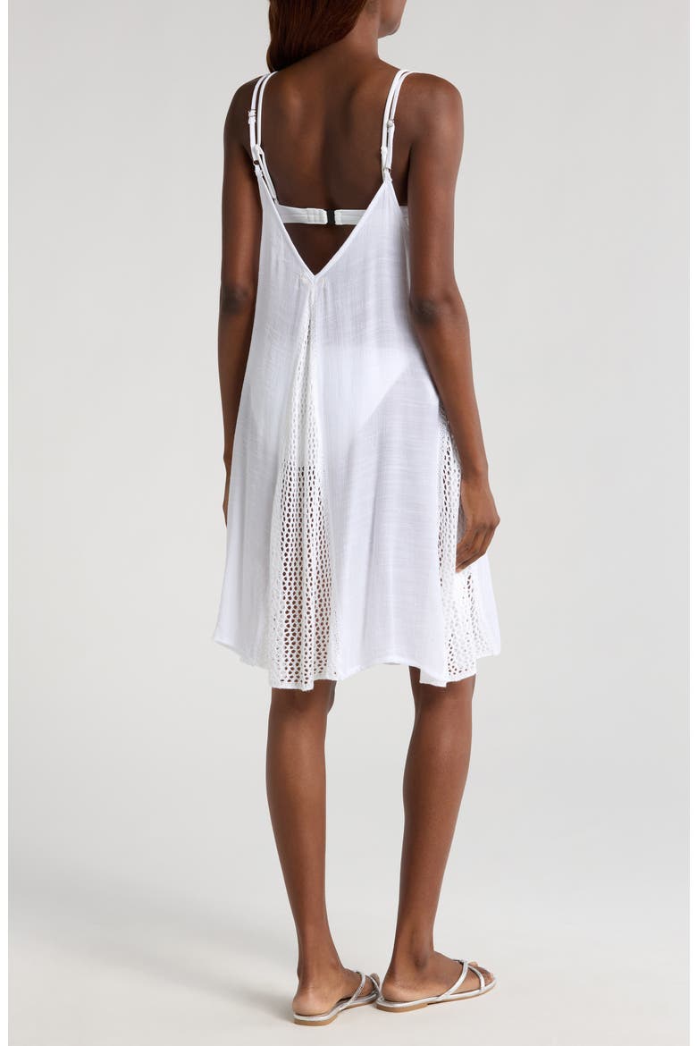 Open Stitch Sleeveless Cover-Up Dress, Alternate, color, WHITE