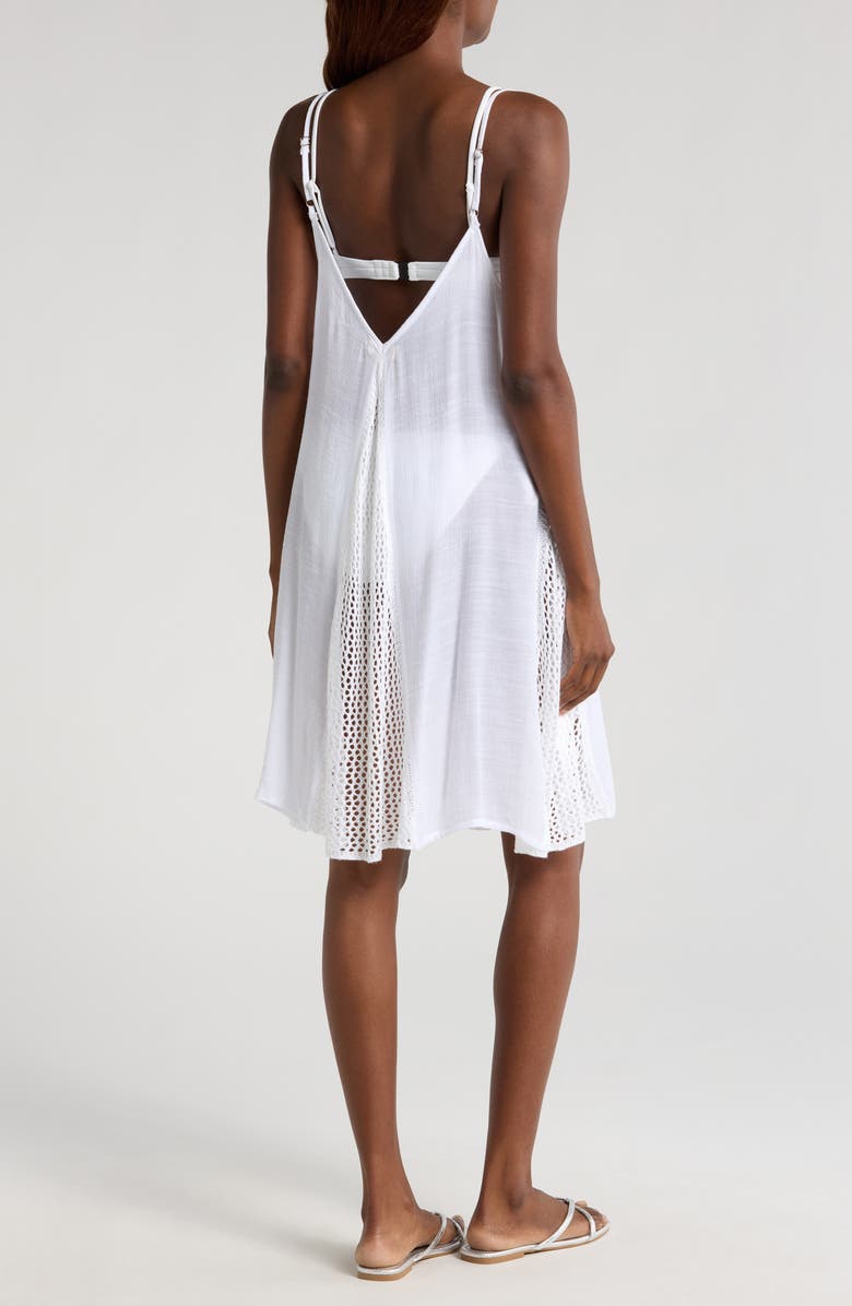 Elan Open Stitch Sleeveless Cover-Up Dress, Alternate, color, White