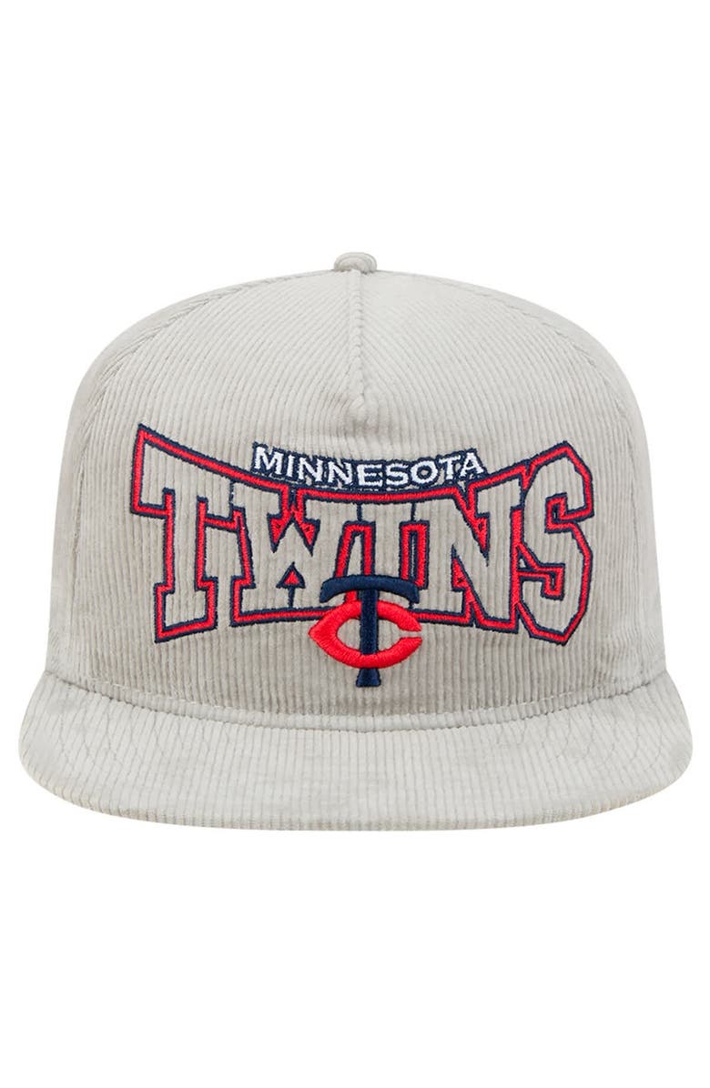 New Era Men's New Era Gray Minnesota Twins Corduroy Golfer Snapback Hat, Alternate, color,