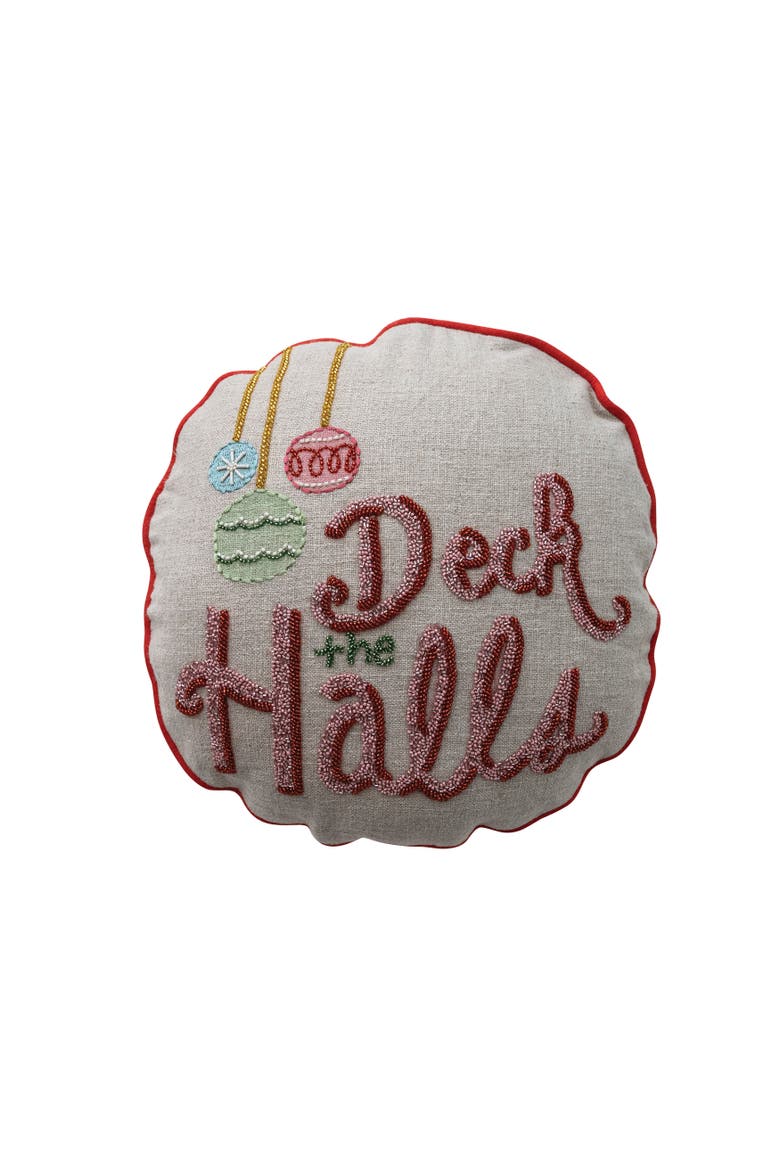 Linen Deck The Halls Ornament Pillow, Main, color, Multicolor