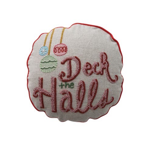 Linen Deck The Halls Ornament Pillow