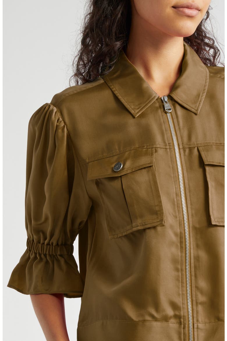 Holly Ruffle Sleeve Jacket, Alternate, color, DARK OLIVE
