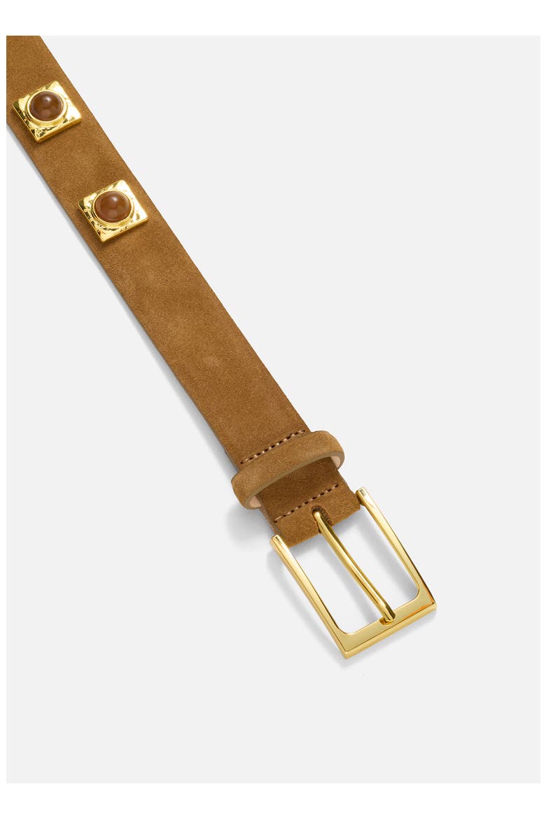 No. 2 Stud Leather Belt, Alternate, color, CARAMEL SUEDE/ GOLD