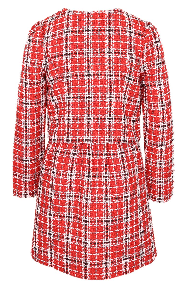 Zunie Kids' Bouclé Dress & Jacket Set, Alternate, color, Red/ Black